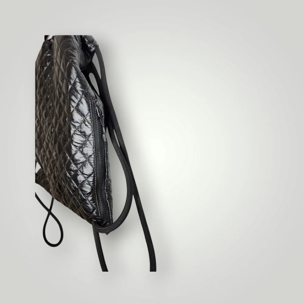 Zyia active quilted drawstring backpack USA Black Bag